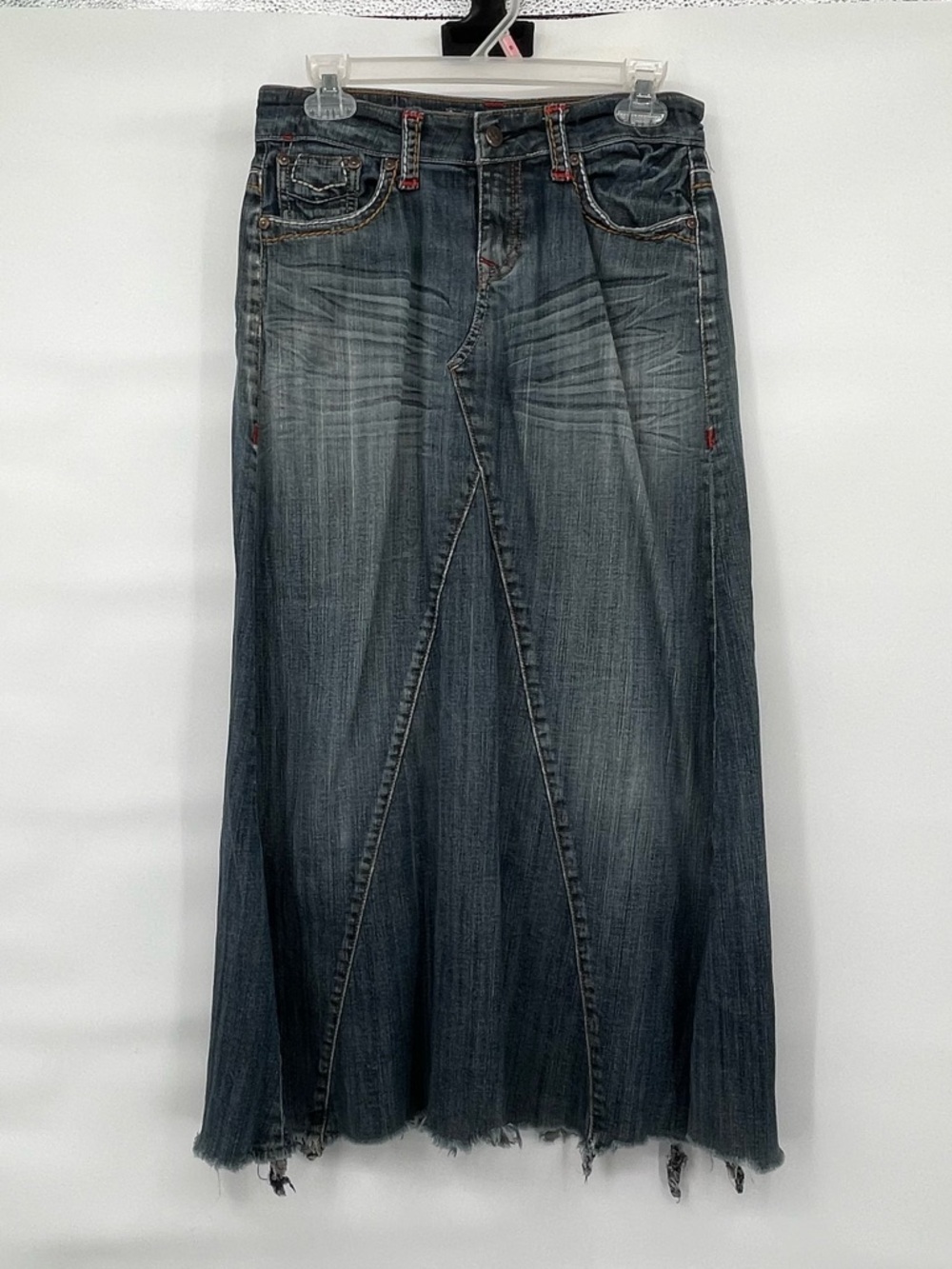 Vintage Goodtime premium jeans denim maxi raw ragged hem skirt